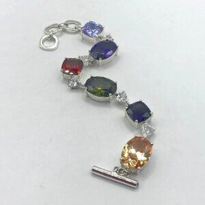 NVC Nataliya V Collister Silver-Tone Multi Colored Glass Gems Bracelet